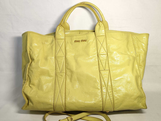 Miu Miu Miu Miu Enamel 2-Way Bag Light Green Handbag