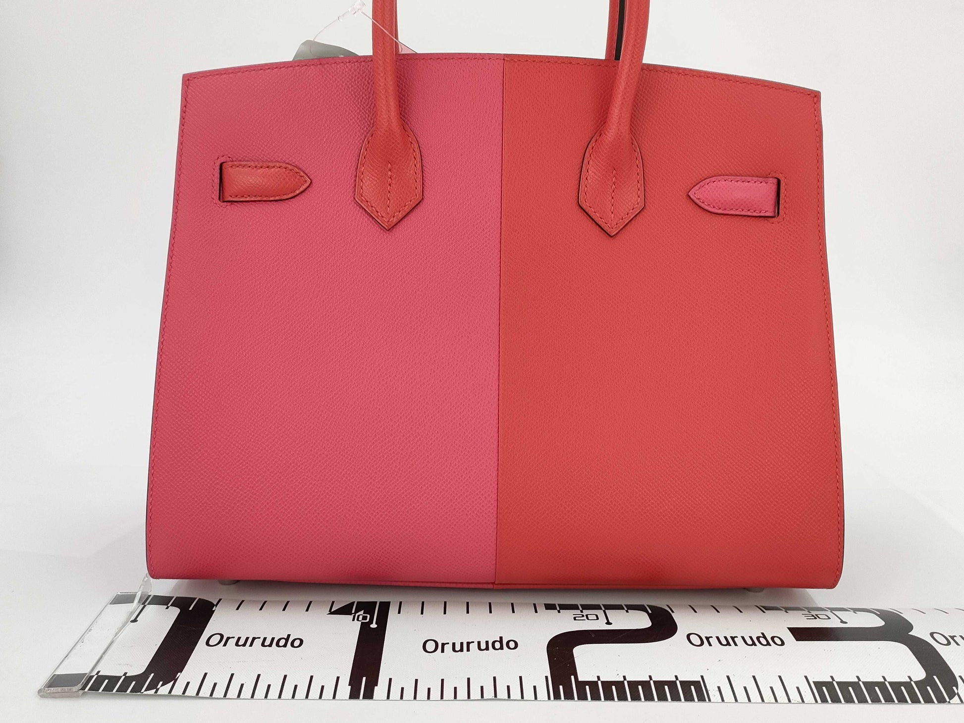 HERMES Birkin 30 Serie Cazac Epsom Leather Rouge Claw/Rose Extreme/Blue Zanzibar Z-stamped Handbag