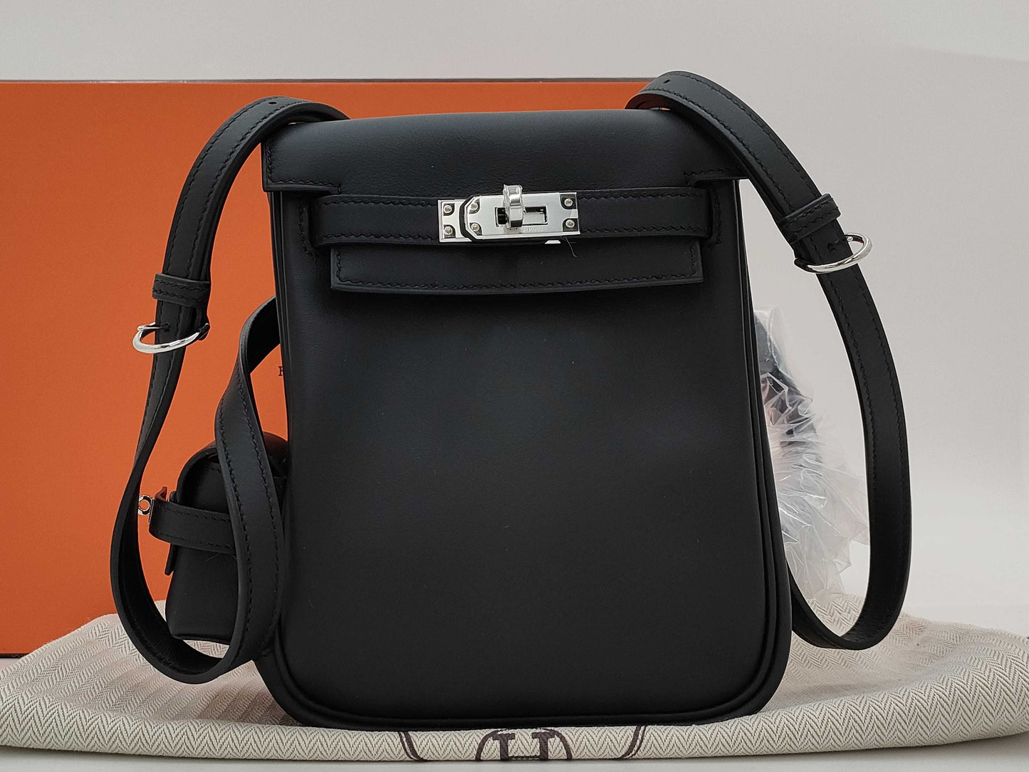 HERMES Kelly Jump K engraved 2025 Swift black with silver hardware backpack