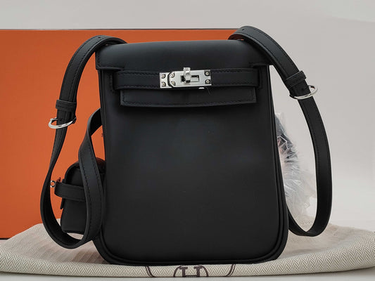 HERMES Kelly Jump K engraved 2025 Swift black with silver hardware backpack