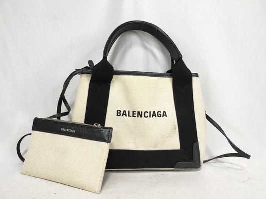 BALENCIAGA 390346 Navy Cabas 2-Way Bag Handbag
