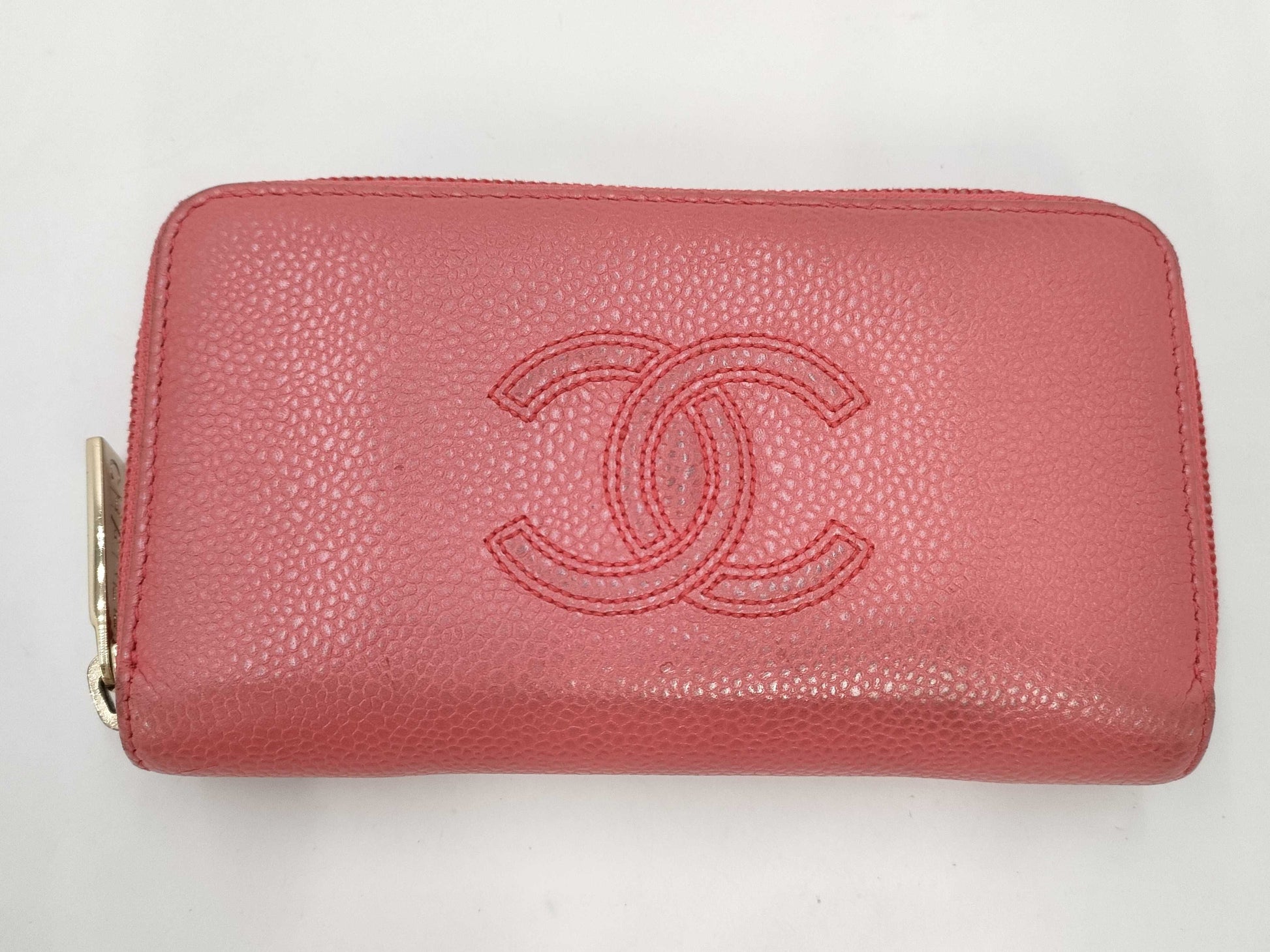CHANEL Caviar Wallet Round Pink Wallet