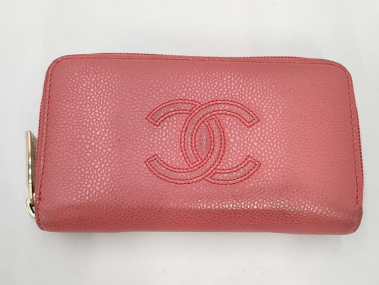 CHANEL Caviar Wallet Round Pink Wallet
