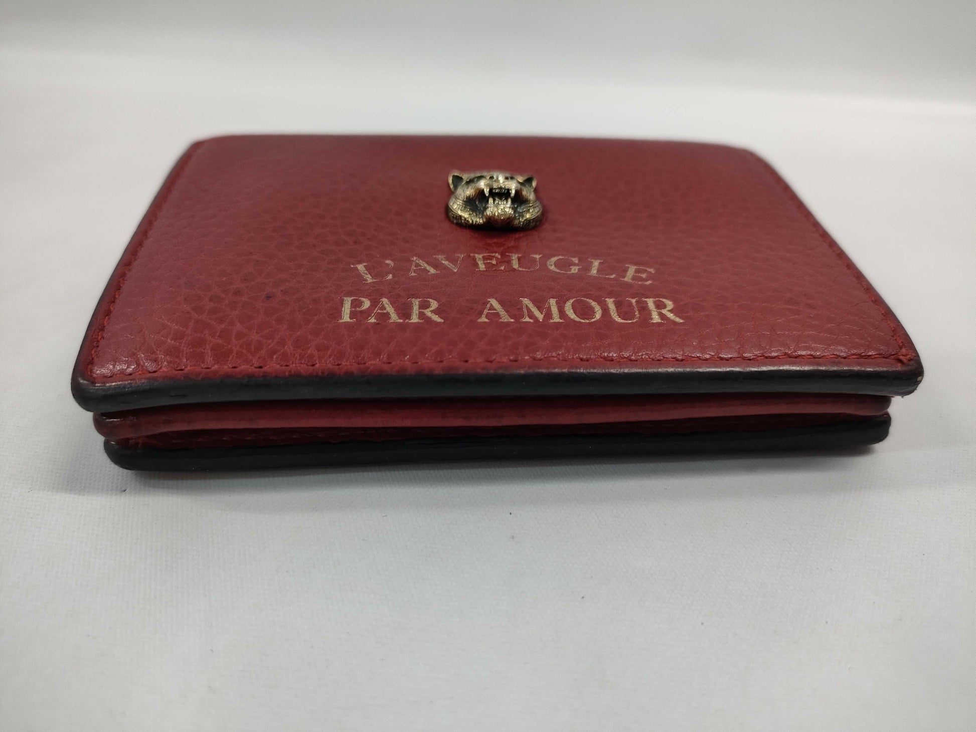 GUCCI Animalier Tiger Bifold Wallet Red