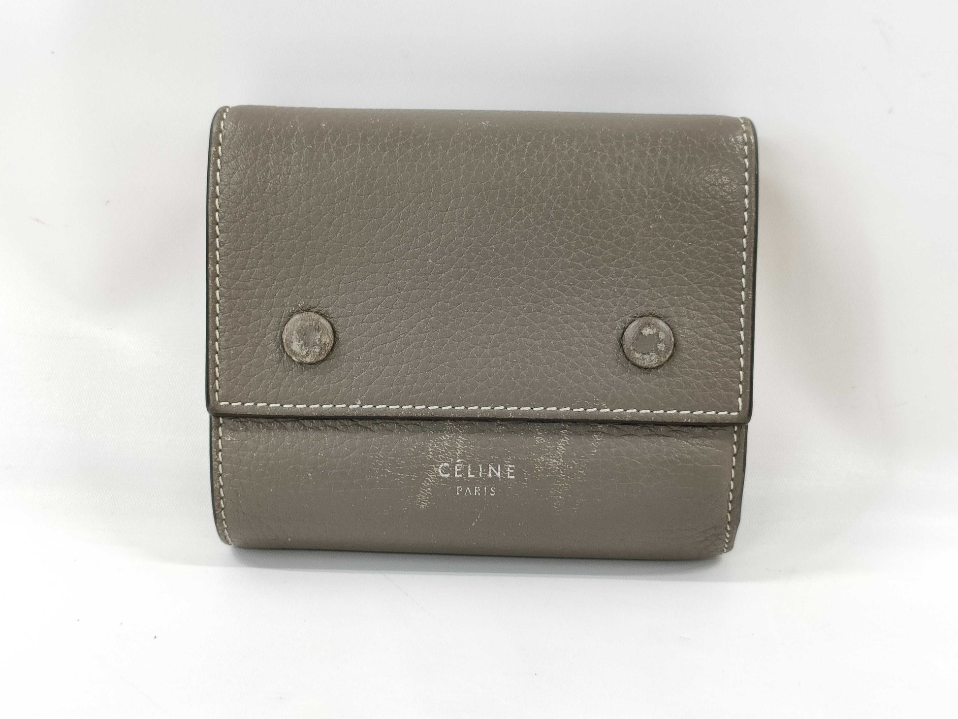 CELINE Tri-fold Wallet Greige Yellow Wallet