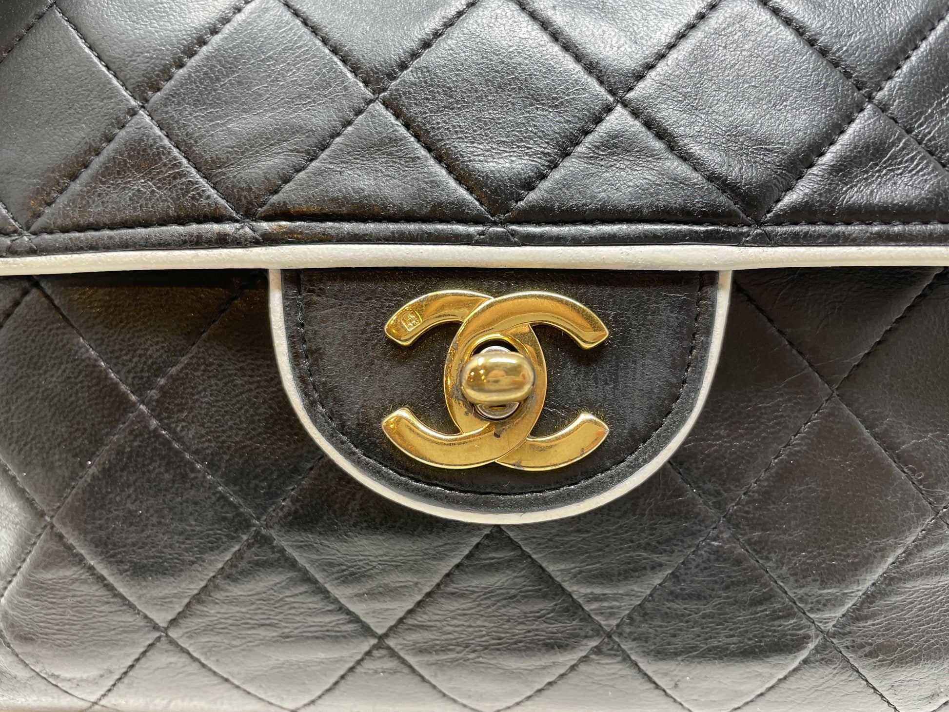 CHANEL Mini Matelasse Shoulder Bag, Lambskin, Two-Tone, with Seal