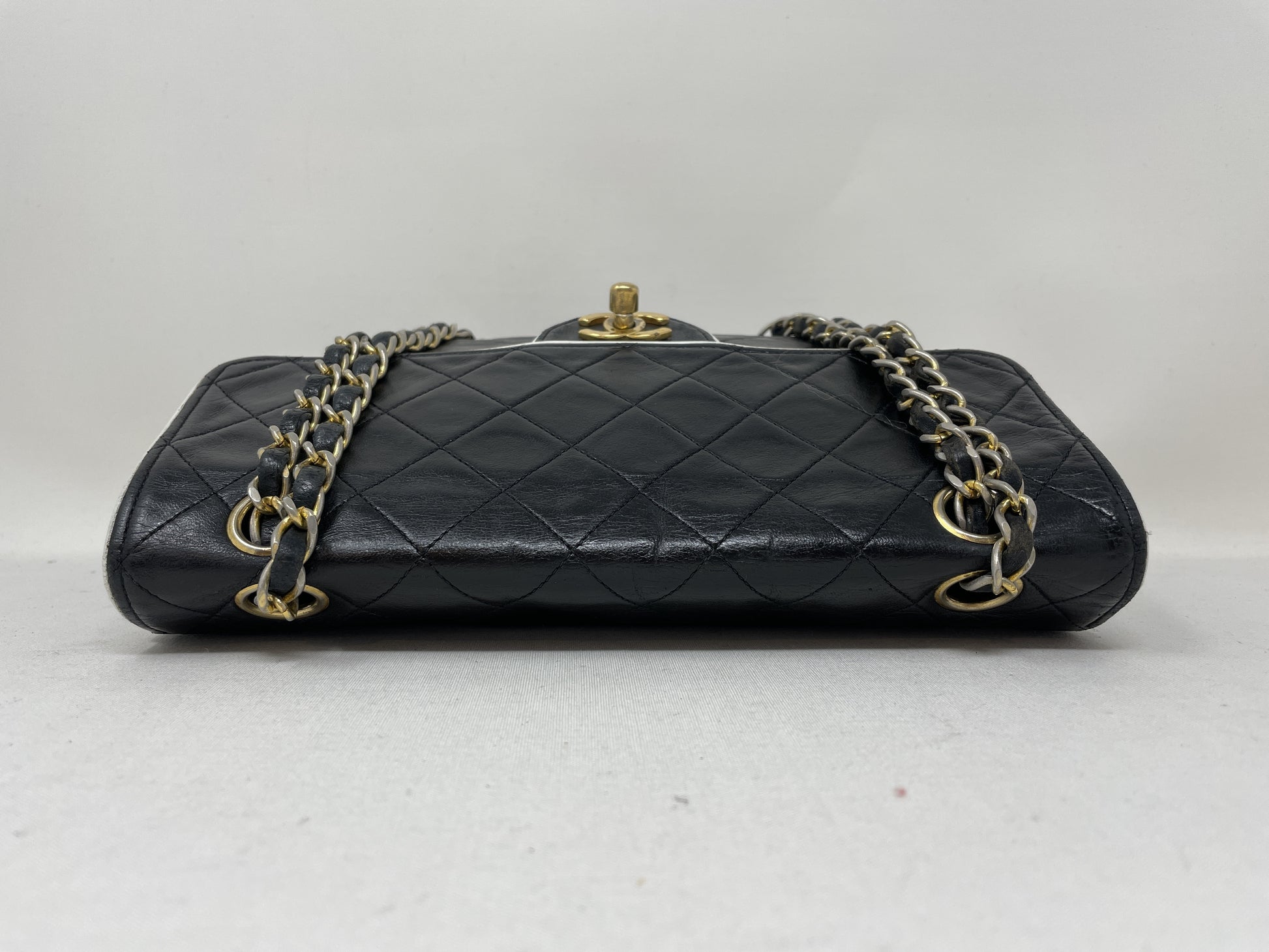 CHANEL Mini Matelasse Shoulder Bag, Lambskin, Two-Tone, with Seal