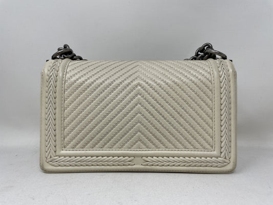 CHANEL Boy V Stitch Shoulder Bag with Seal Card