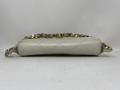 CHANEL Metallic Turn Lock Shoulder Bag with Seal