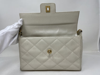 CHANEL Metallic Turn Lock Shoulder Bag with Seal