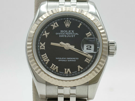 ROLEX Datejust 179174 D382925 Black Dial Women's Watch