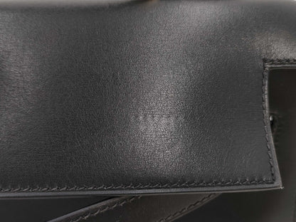 HERMES Kelly 32 Serie Box Calf Leather Black with Gold Hardware □C: 1999 Handbag