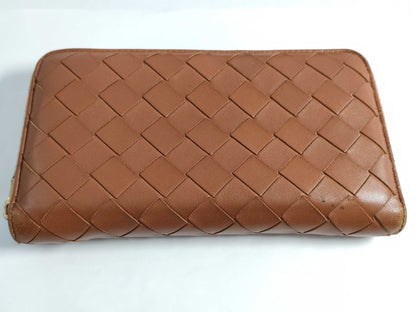 BOTTEGA VENETA Maxi Intrecciato Leather Round Zip Wallet Long Wallet