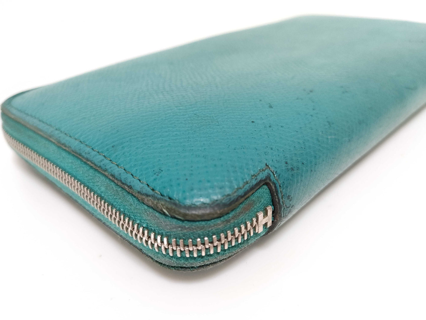 HERMES [Engraved] Unreadable Azap Hermes Azap Blue Wallet