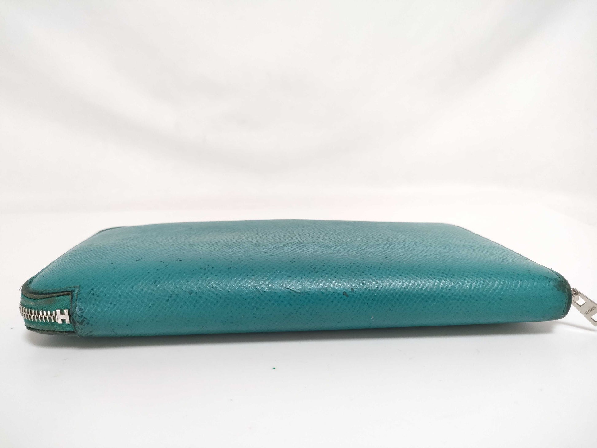HERMES [Engraved] Unreadable Azap Hermes Azap Blue Wallet