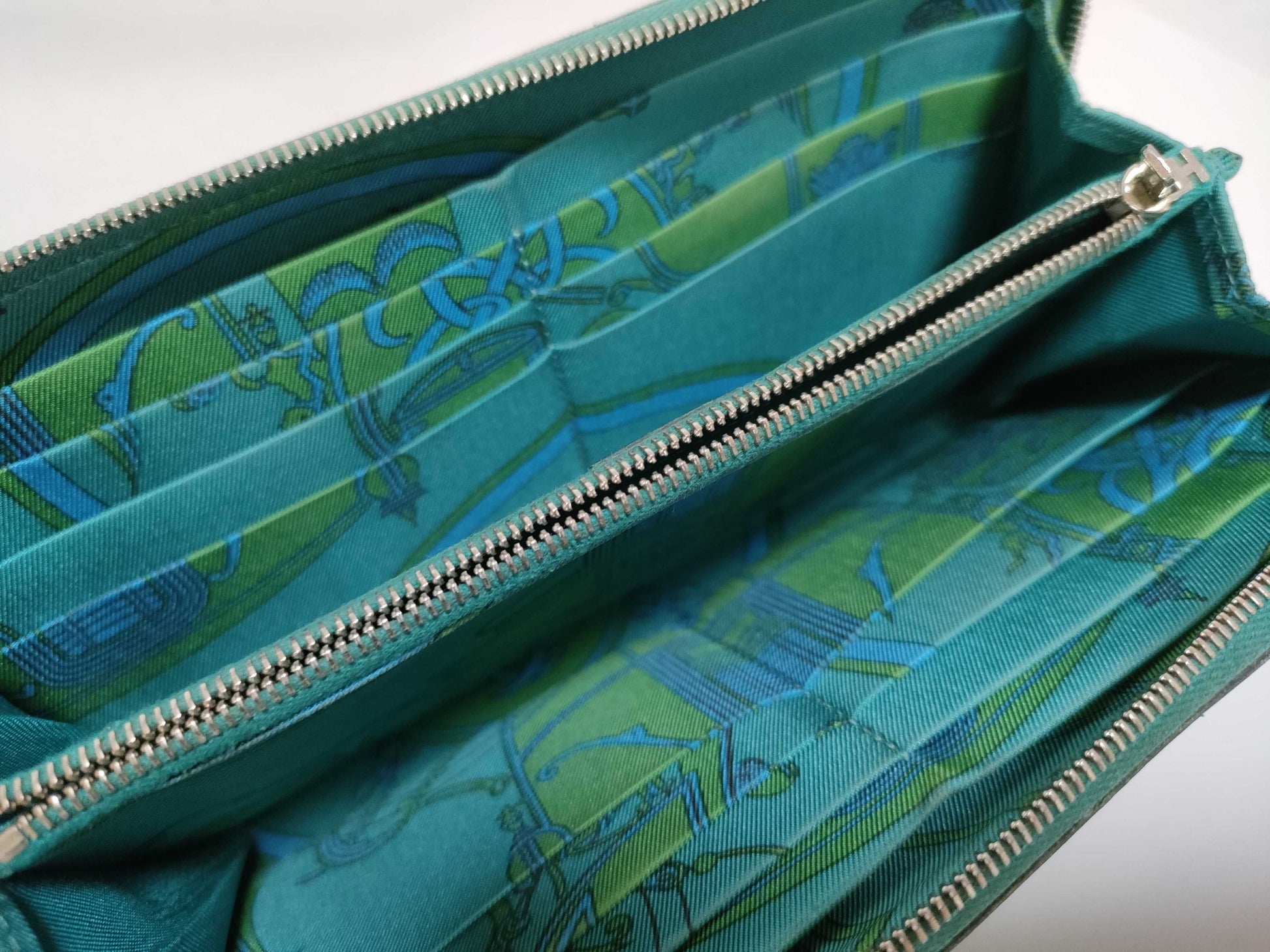 HERMES [Engraved] Unreadable Azap Hermes Azap Blue Wallet