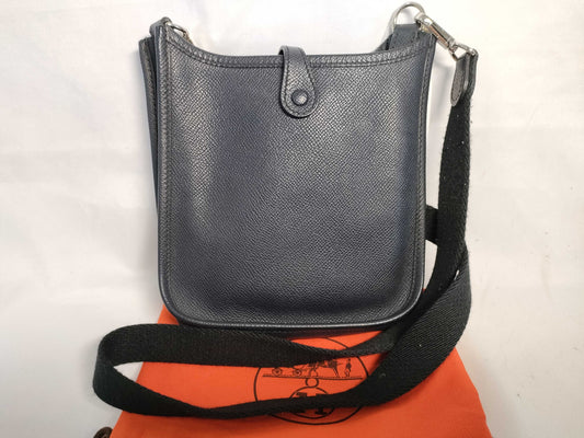 HERMES X Evelyn TPM Epsom Leather X Stamp 2016 Black Shoulder Bag