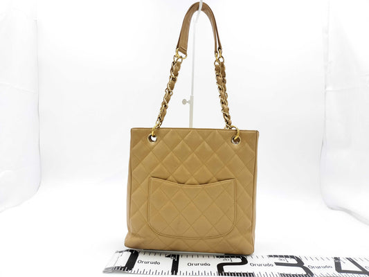 CHANEL PST Tote Bag, Caviar Skin, Beige, 8941696