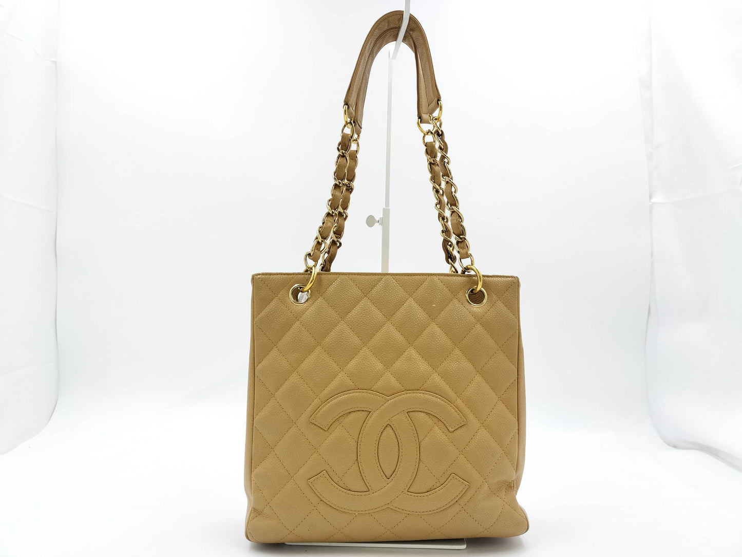 CHANEL PST Tote Bag, Caviar Skin, Beige, 8941696