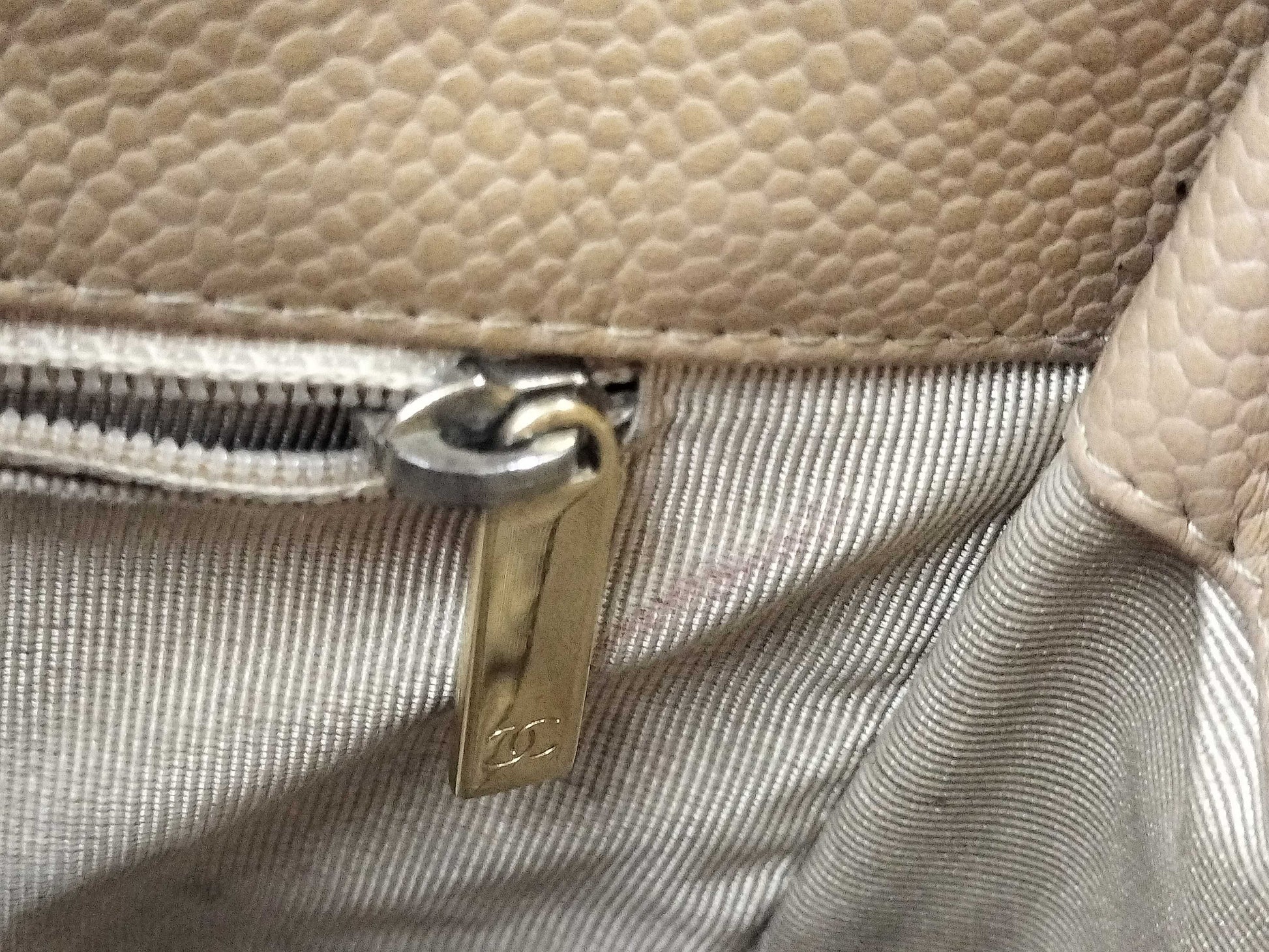 CHANEL PST Tote Bag, Caviar Skin, Beige, 8941696