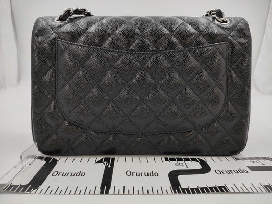 CHANEL Deca Matelasse 30 Chain Shoulder Bag in Black Caviar Leather 