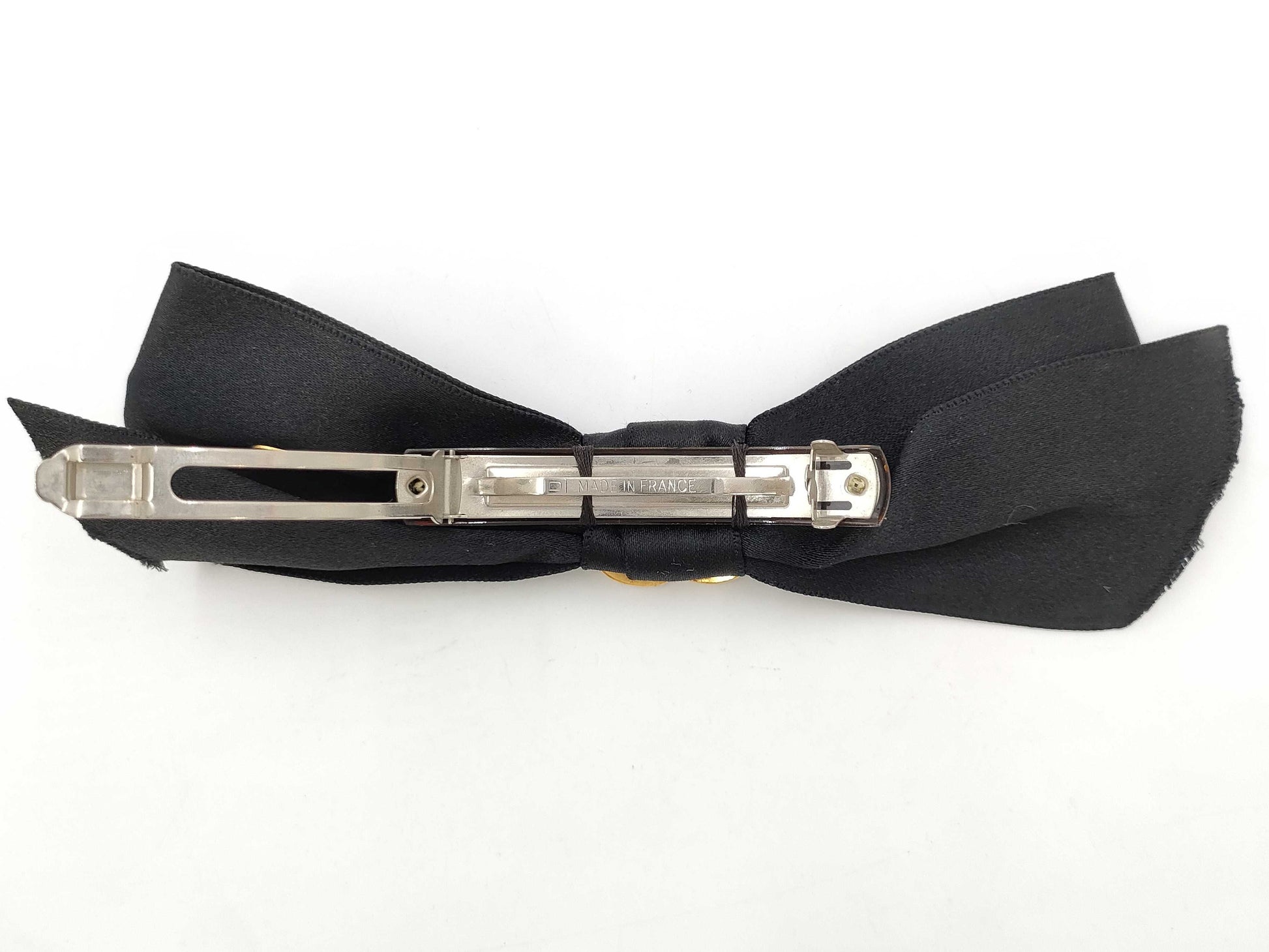 CHANEL Ribbon Barrette Fabric Black Other Accessories