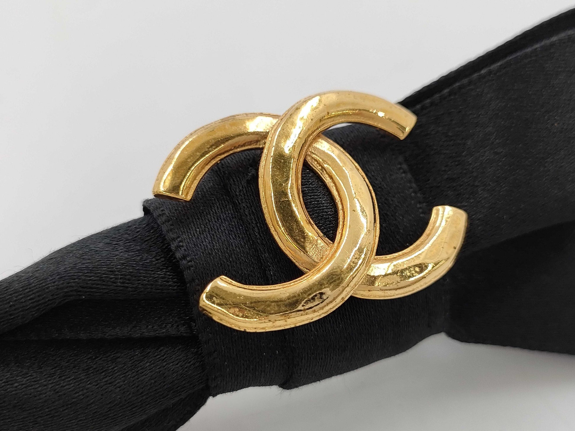 CHANEL Ribbon Barrette Fabric Black Other Accessories