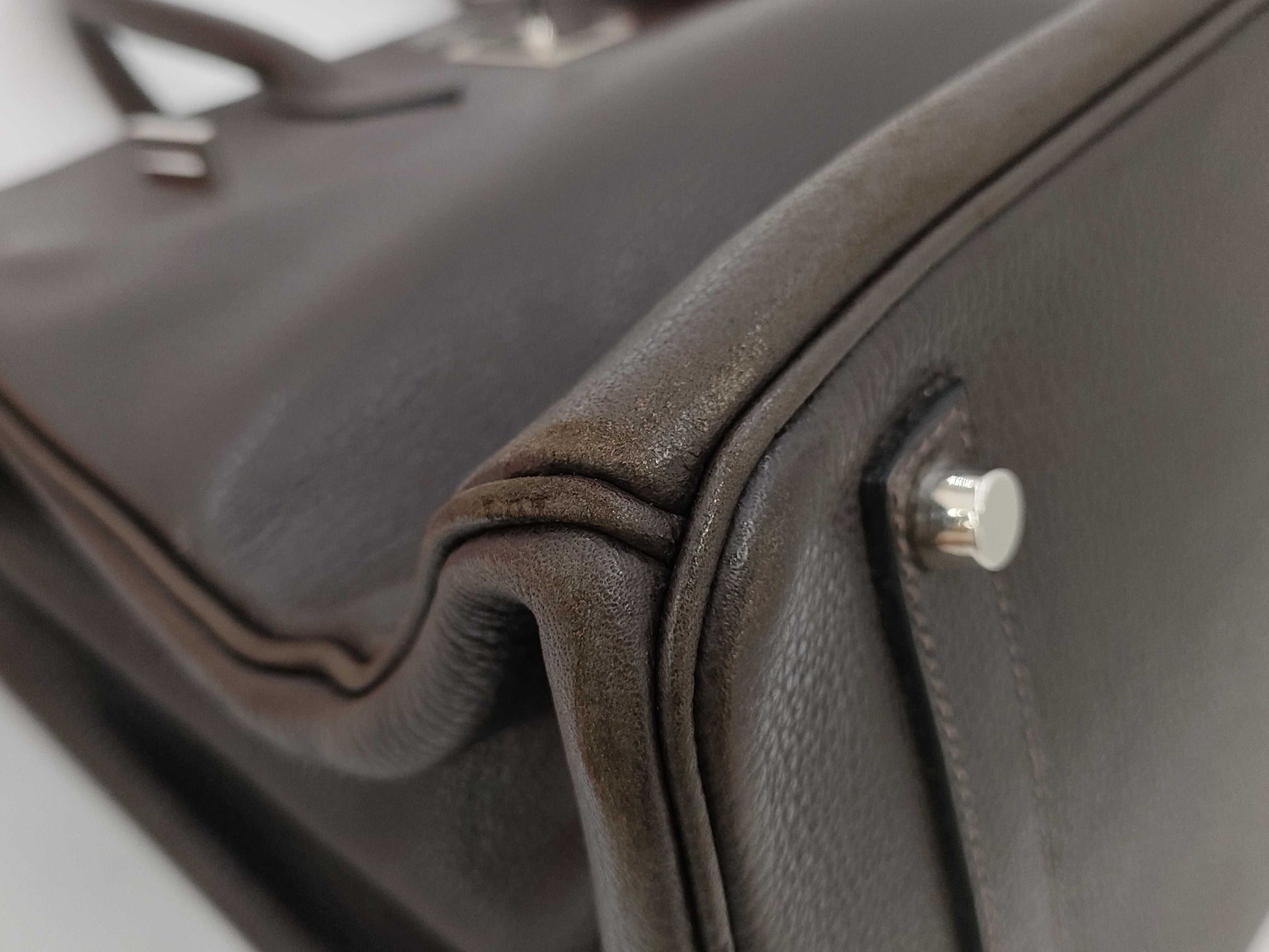 HERMES Birkin 35 □J Dark Brown Handbag