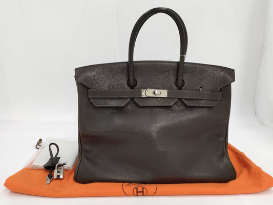 HERMES Birkin 35 □J Dark Brown Handbag