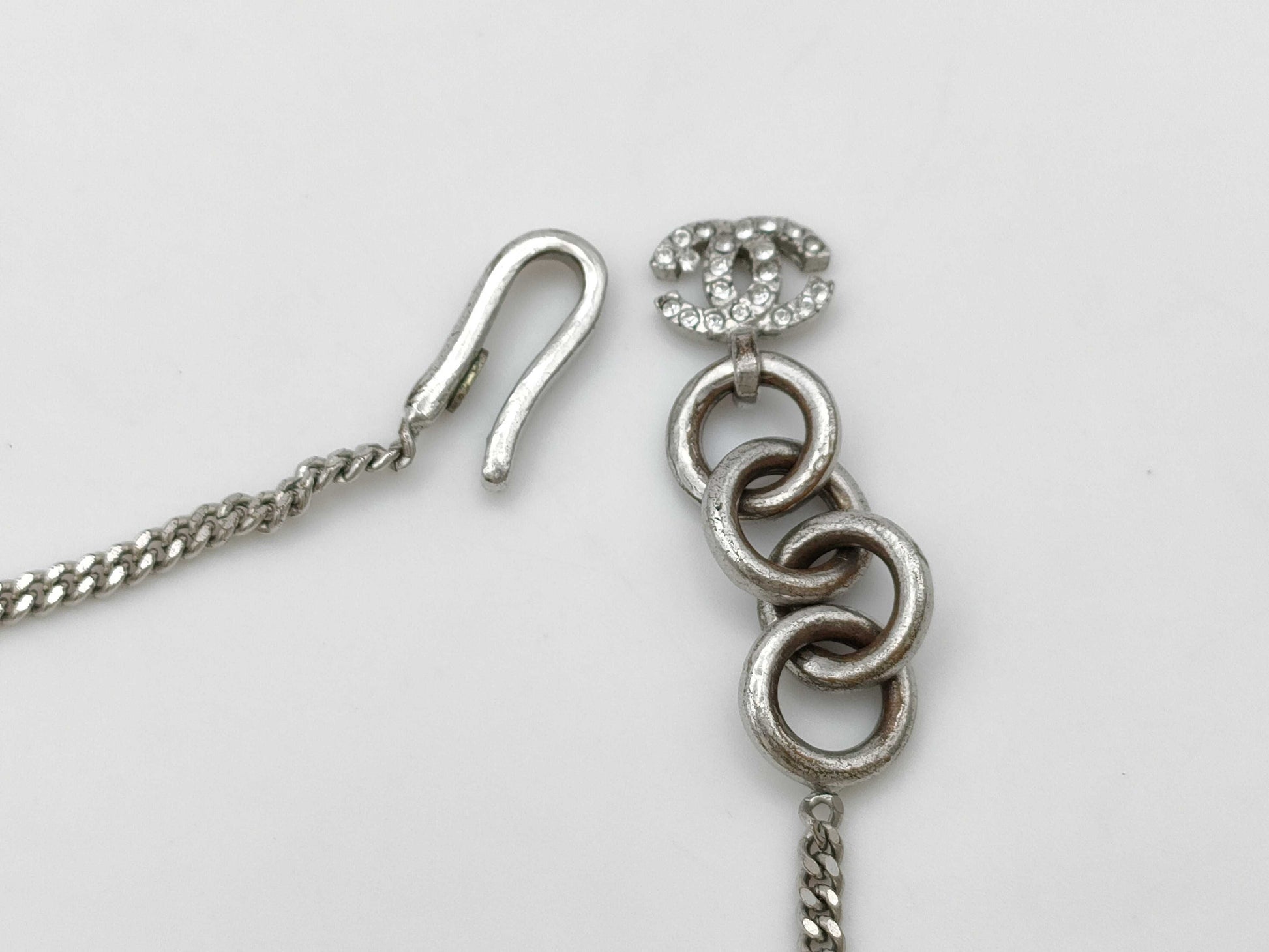 CHANEL 03A Coco Mark Clover Rhinestone Necklace