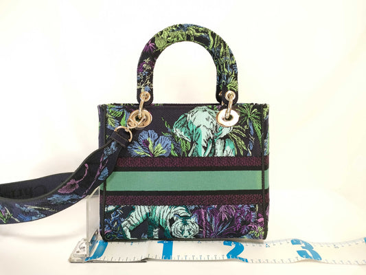 Dior Christian Dior Lady Dee-Lite Animal Print Gold Hardware 2-Way Handbag Shoulder Bag Handbag