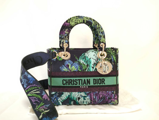 Dior Christian Dior Lady Dee-Lite Animal Print Gold Hardware 2-Way Handbag Shoulder Bag Handbag