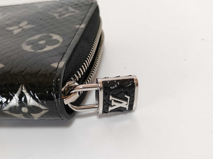 LOUIS VUITTON RFID Verified, Serial Unverifiable, Python Snake Leather Long Wallet, Black