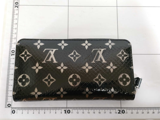 LOUIS VUITTON RFID Verified, Serial Unverifiable, Python Snake Leather Long Wallet, Black