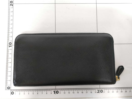 PRADA Saffiano Round Zippy Logo Wallet