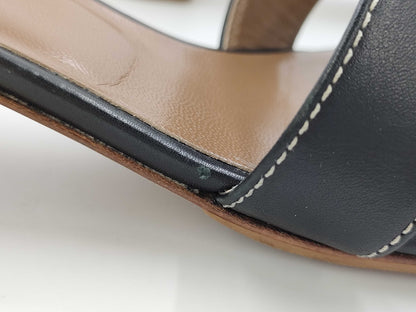HERMES H Sandals Black Size 37