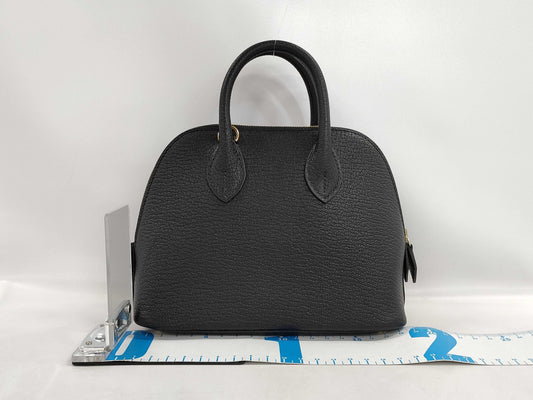 HERMES Bolide 1923 Mini Black Chevre Mysore Handbag with Gold Hardware and K Stamp