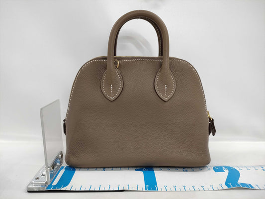 HERMES Bolide 1923 Mini Etoupe/Ecorse Evercolor Shoulder Bag with Gold Hardware and Double Stamp