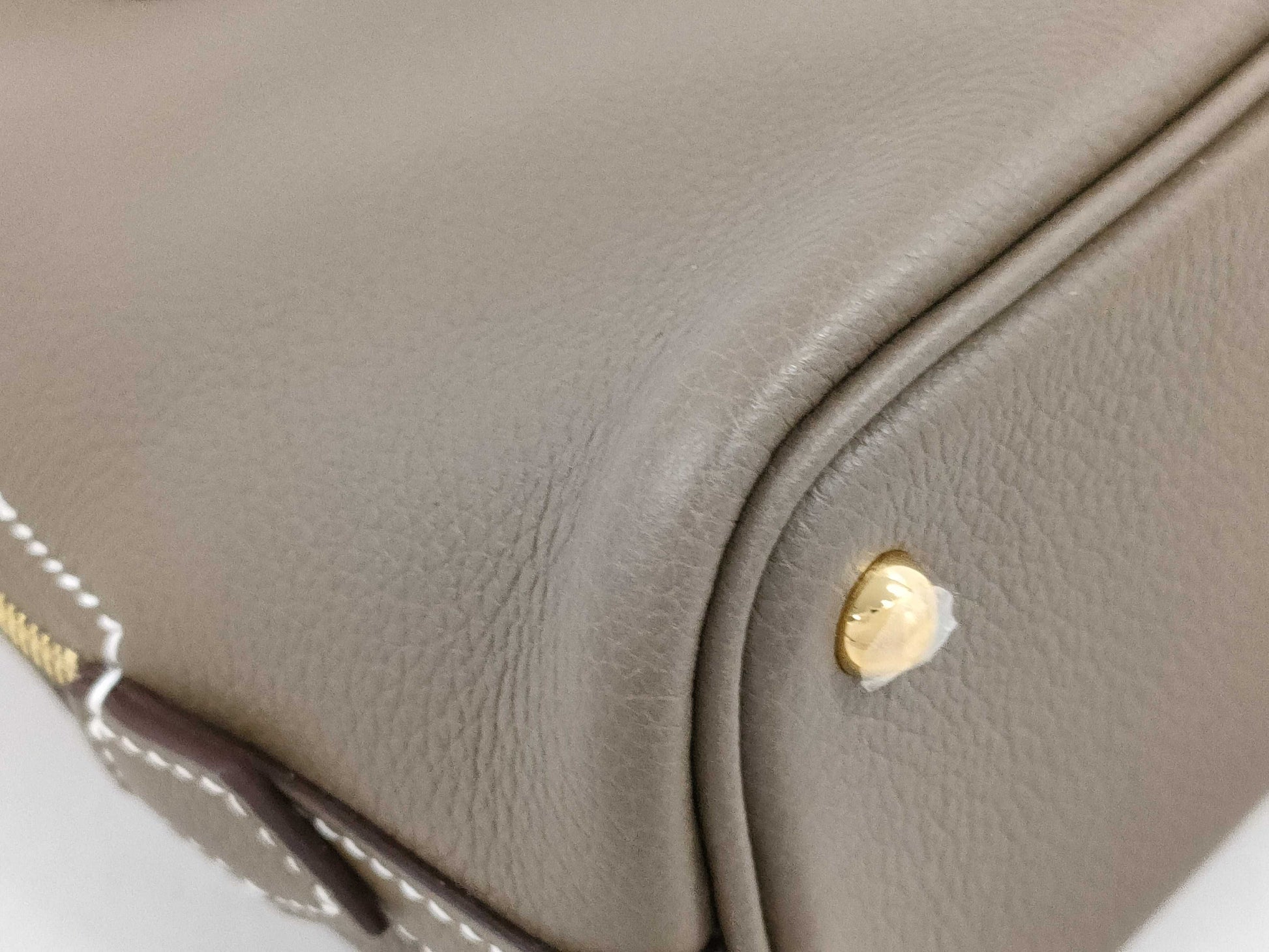 HERMES Bolide 1923 Mini Etoupe/Ecorse Evercolor Shoulder Bag with Gold Hardware and Double Stamp