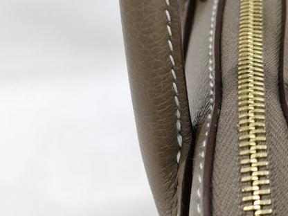 HERMES Bolide 1923 Mini Etoupe/Ecorse Evercolor Shoulder Bag with Gold Hardware and Double Stamp