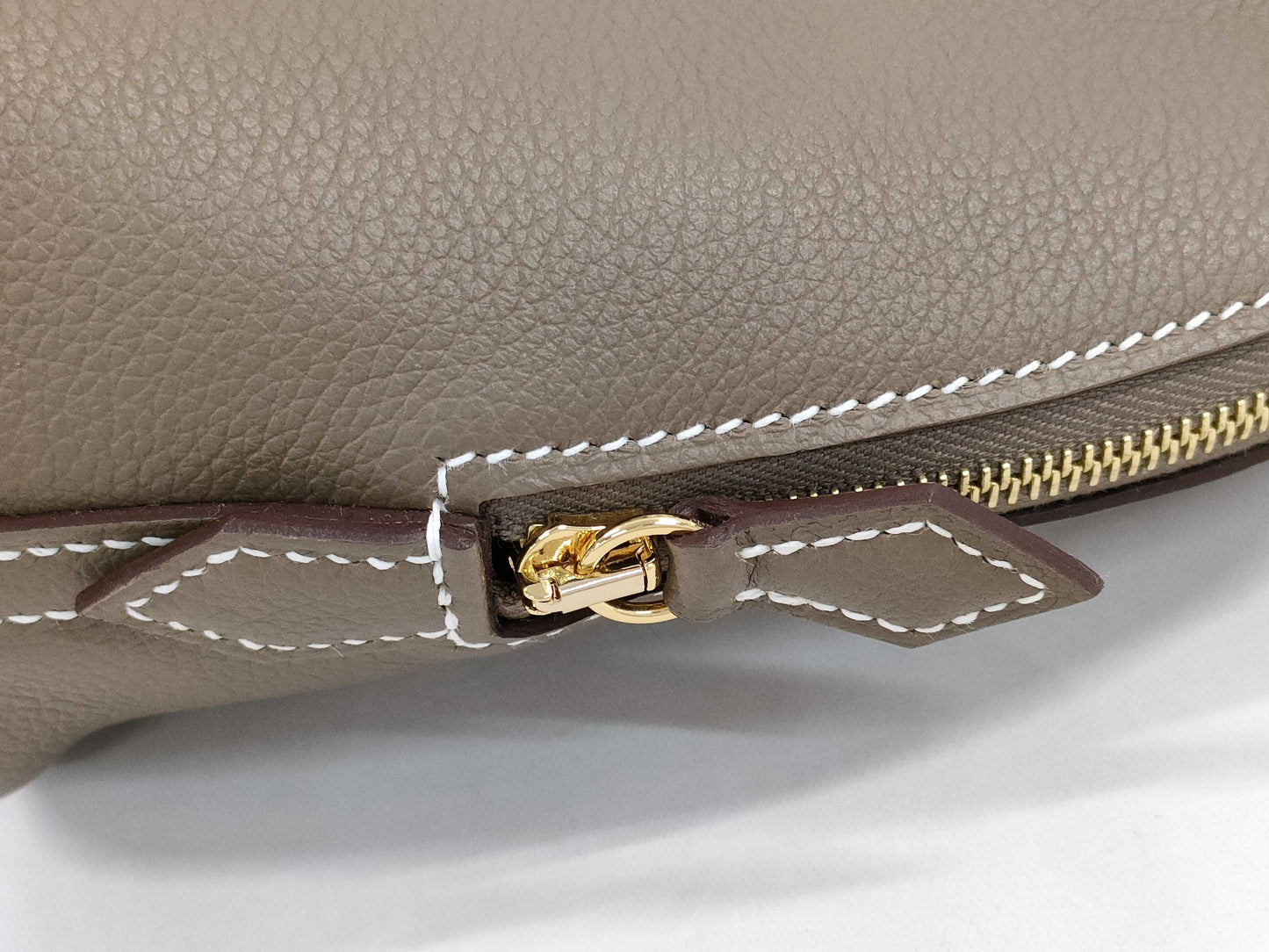 HERMES Bolide 1923 Mini Etoupe/Ecorse Evercolor Shoulder Bag with Gold Hardware and Double Stamp