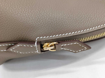 HERMES Bolide 1923 Mini Etoupe/Ecorse Evercolor Shoulder Bag with Gold Hardware and Double Stamp