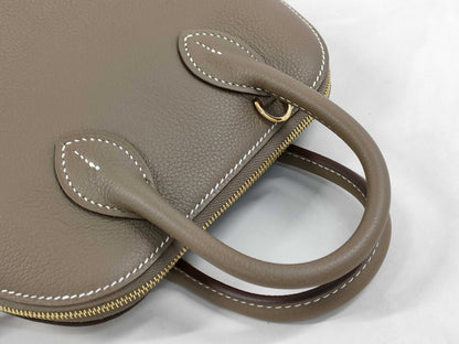 HERMES Bolide 1923 Mini Etoupe/Ecorse Evercolor Shoulder Bag with Gold Hardware and Double Stamp