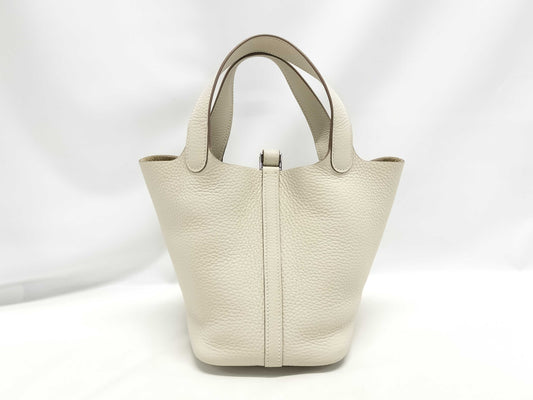 HERMES Picotin Lock 18 Shoulder Bag in Taurillon Clemence Leather with Silver Hardware and K Stamp