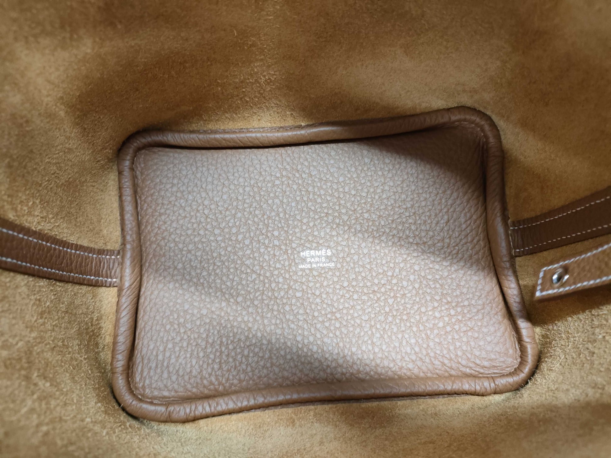 HERMES Picotin Picotin Lock 18 Shoulder Bag in Gold, Taurillon Clemence Leather, Silver Hardware, Double Stamp