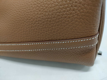 HERMES Picotin Picotin Lock 18 Shoulder Bag in Gold, Taurillon Clemence Leather, Silver Hardware, Double Stamp