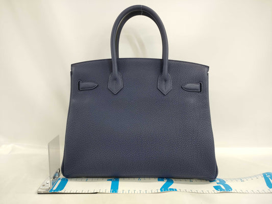 HERMES Birkin 30 Blue Sapphire Togo Shoulder Bag with Silver Hardware and Z Stamp