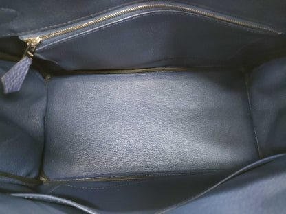 HERMES Birkin 30 Blue Sapphire Togo Shoulder Bag with Silver Hardware and Z Stamp
