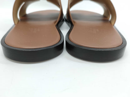 HERMES Sandals "Izmir" Gold Size: 41 Sandals