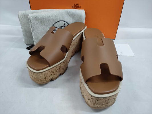 HERMES Sandals "Eze" 30 Gold Size: 37 Sandals